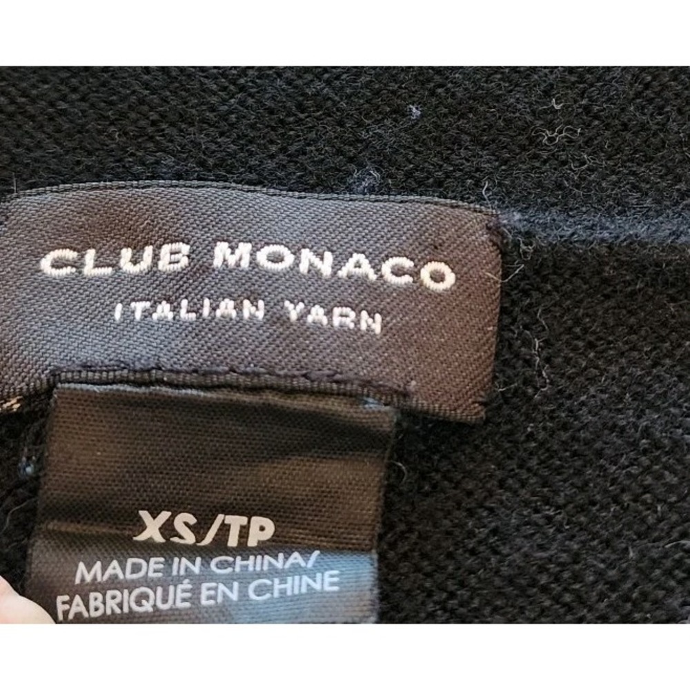 Club Monaco Wool Stripe Sweater Dress XS Black Cream Parisian Quiet Luxury - Picture 4 of 13